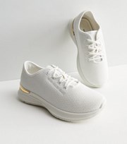 New Look White Knit Metal Trim Lace Up Trainers